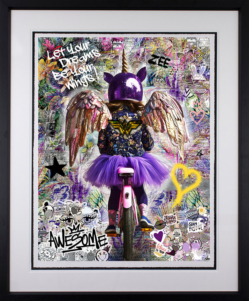 Zee - 'Let Your Dreams Be Your Wings' - Follow Your Dreams Collection - Framed Limited Edition Art