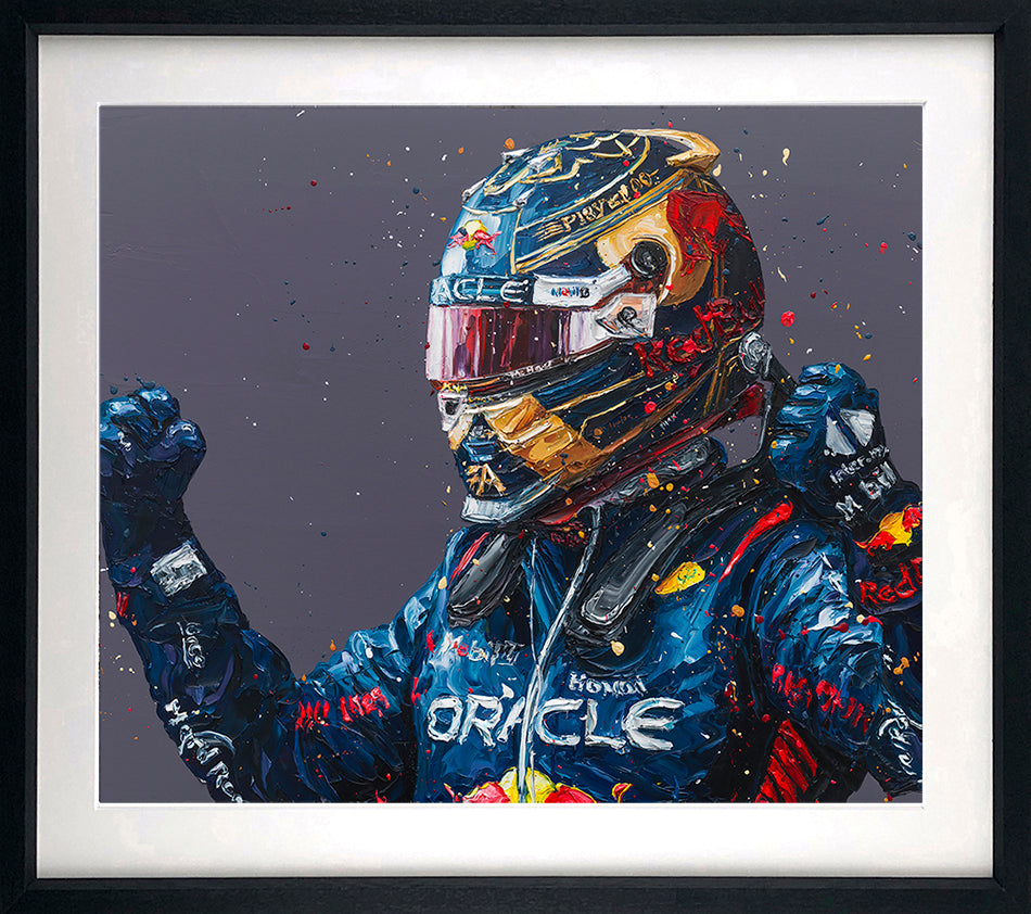 Paul Oz  'Verstappen '23 World Title'  - Framed Limited Edition (Print & Canvas)