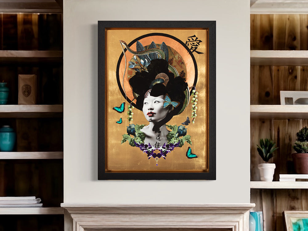 Louise Hutton - 'Inner City Geisha Love' - Framed Original Artwork