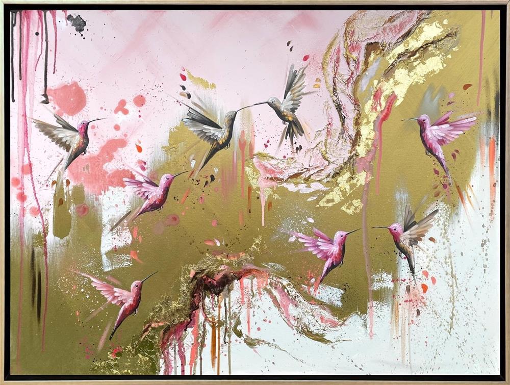 Mellisuga- 'Dancing Pink Sapphires' - Framed Original Artwork