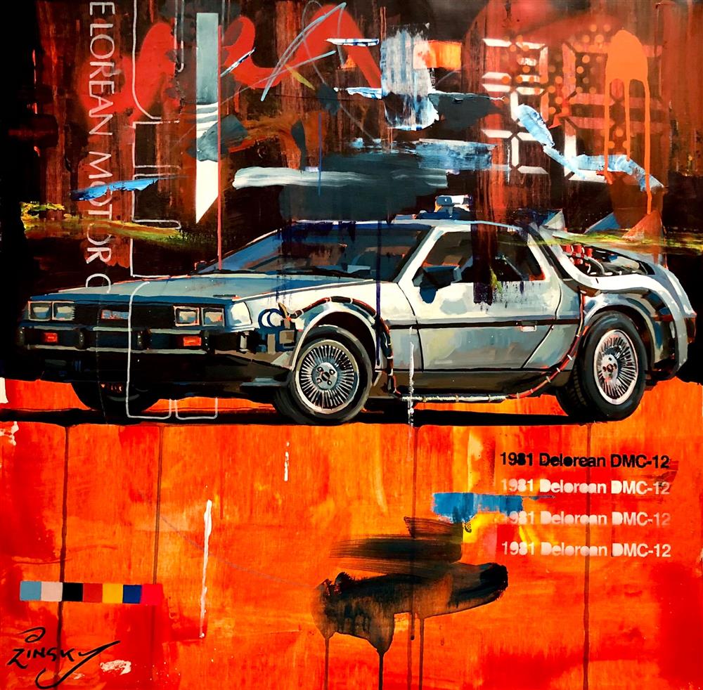 Zinsky - 'Delorean DMC12' - Framed Original Artwork