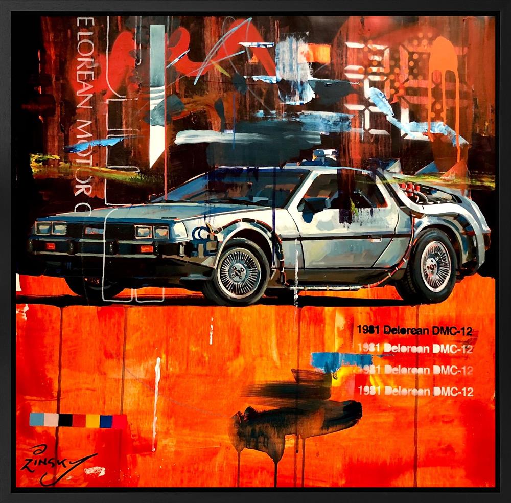 Zinsky - 'Delorean DMC12' - Framed Original Artwork