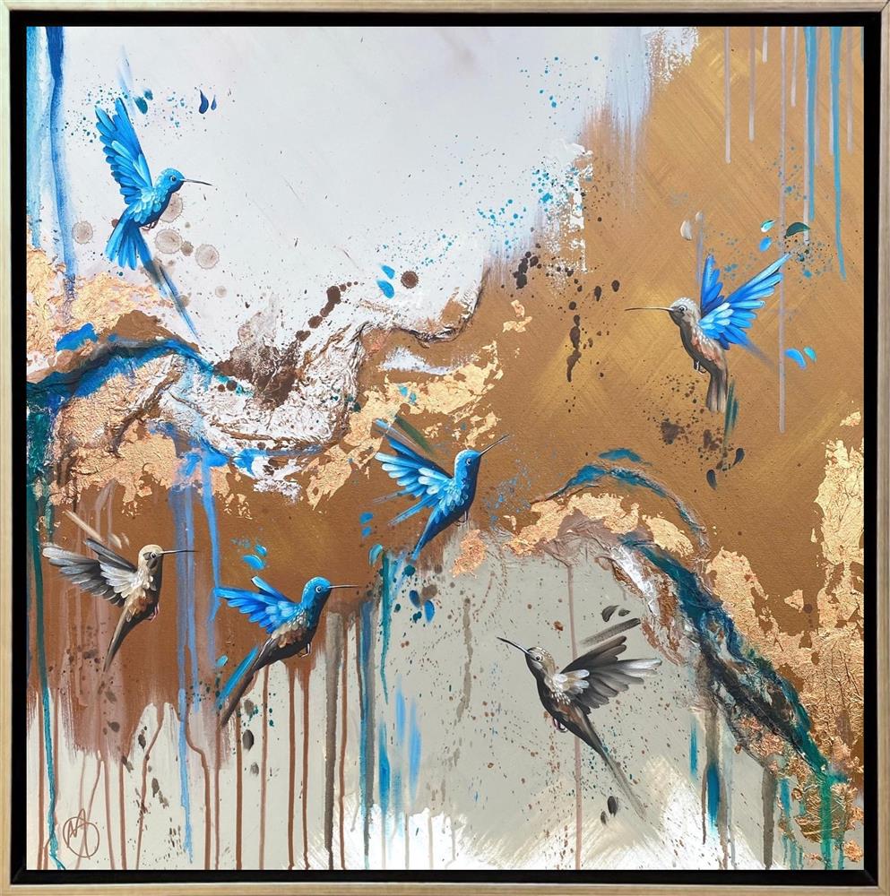 Mellisuga- 'Feathered Sapphires II' - Framed Original Artwork