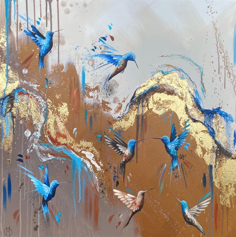 Mellisuga- 'Feathered Sapphires' - Framed Original Artwork