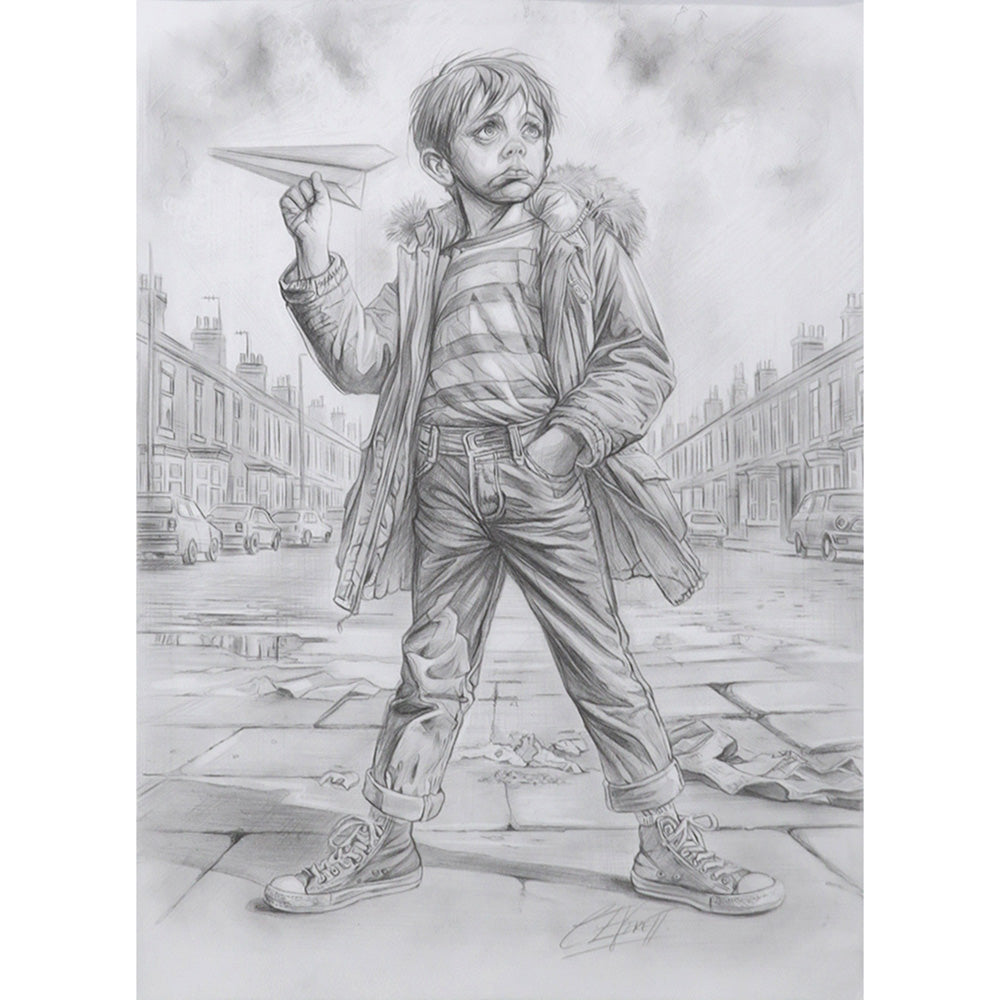 Craig Everett  - 'Fly Boy'- Framed Original Sketch