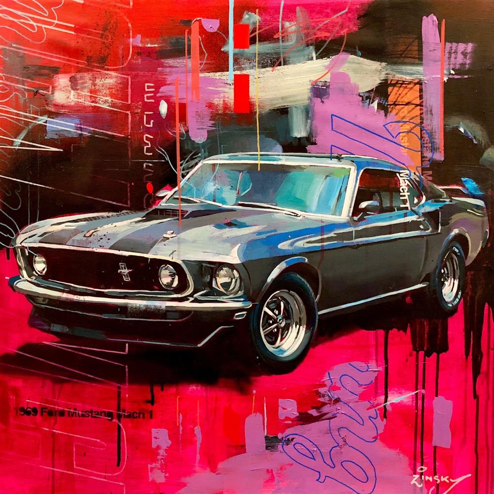 Zinsky - 'Ford Mustang Mach 1' - Framed Original Artwork