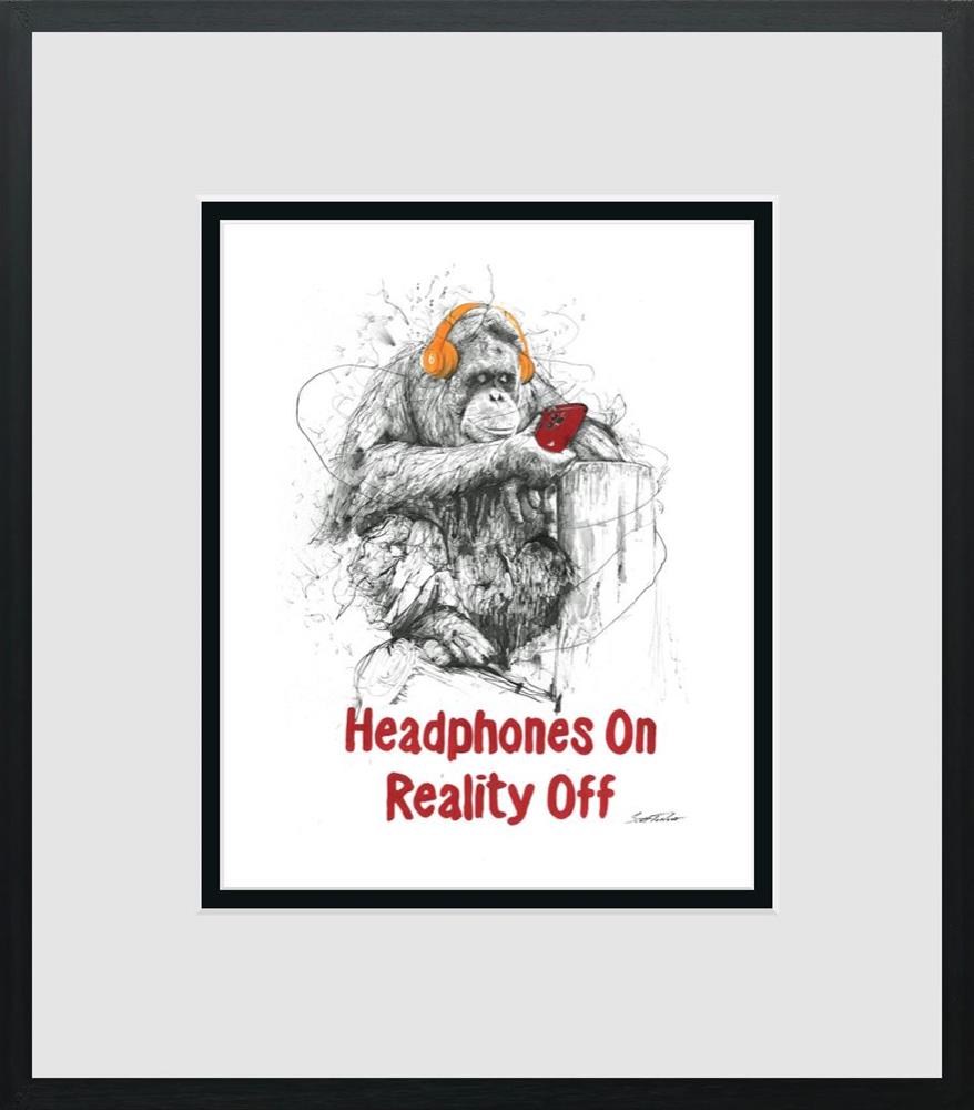 Scott Tetlow - 'Headphones On, Reality Off' - Miniature - Framed Limited Edition Print