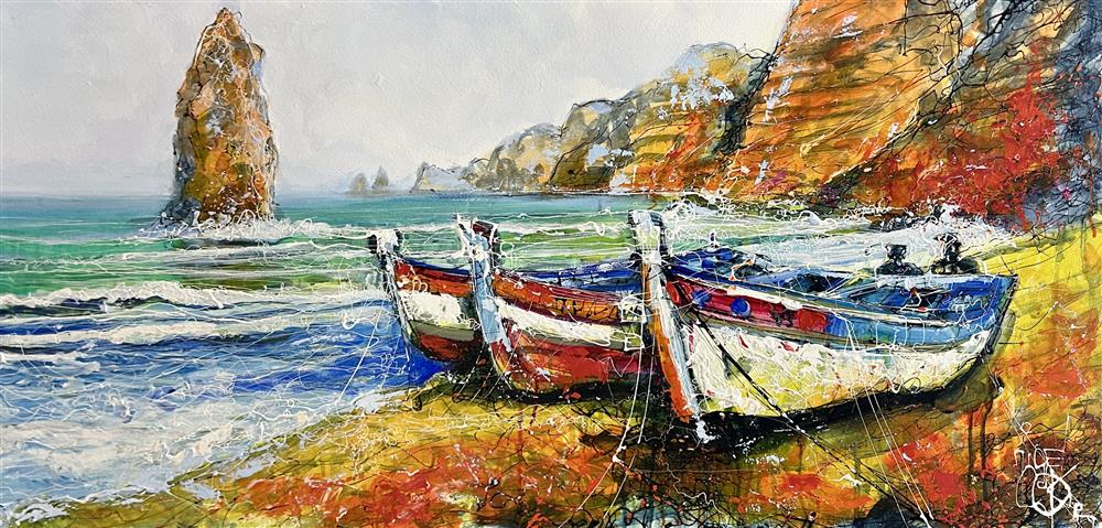 Nigel Cooke - 'Boats On The Algarve' - Framed Original Artwork