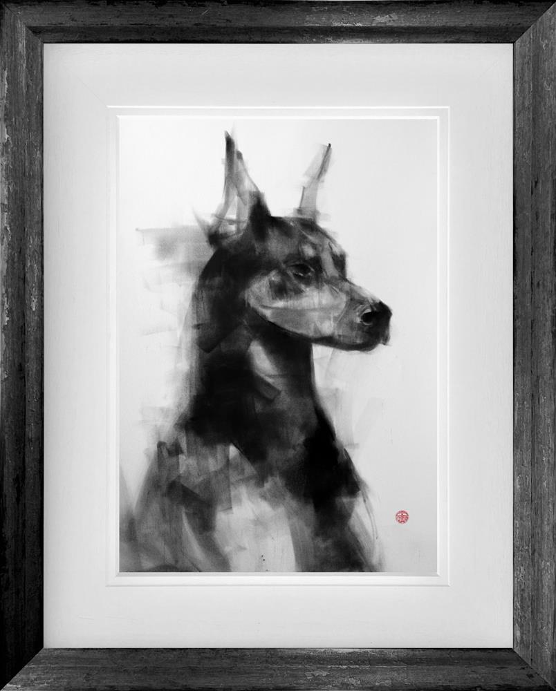 Tim Wang - 'Doberman Pinscher' - Framed Original Artwork