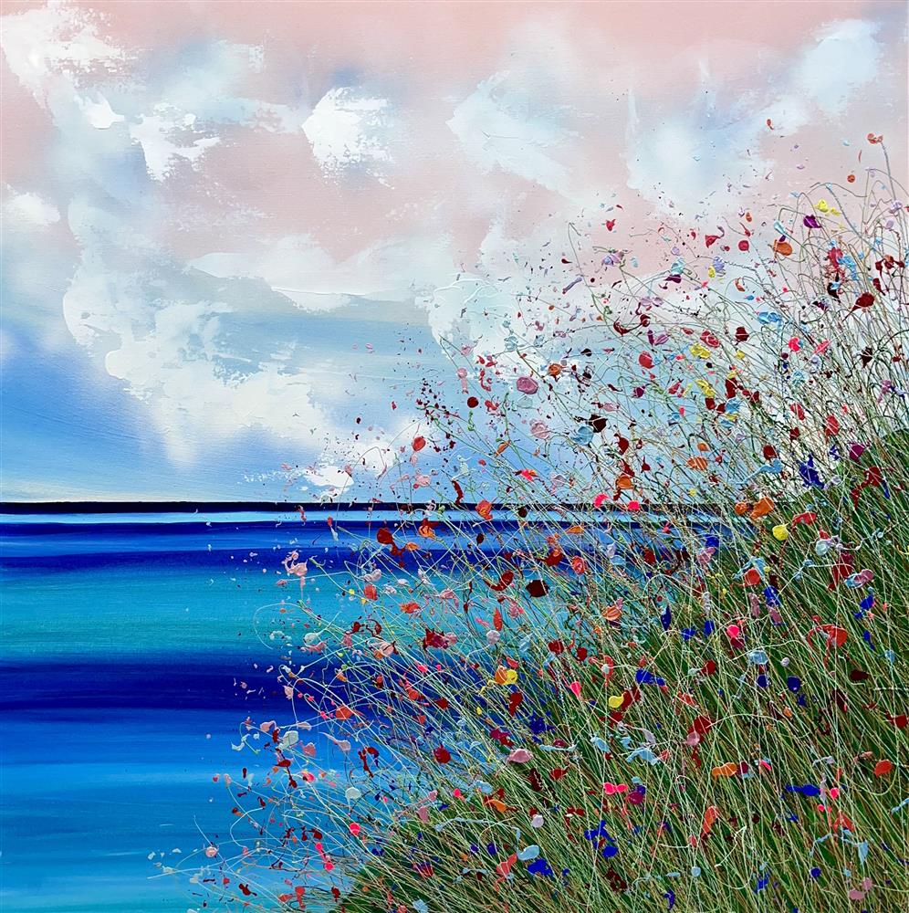 Lisa Pang - 'Pinky Sky, Turquoise Sea' - Framed Original Artwork