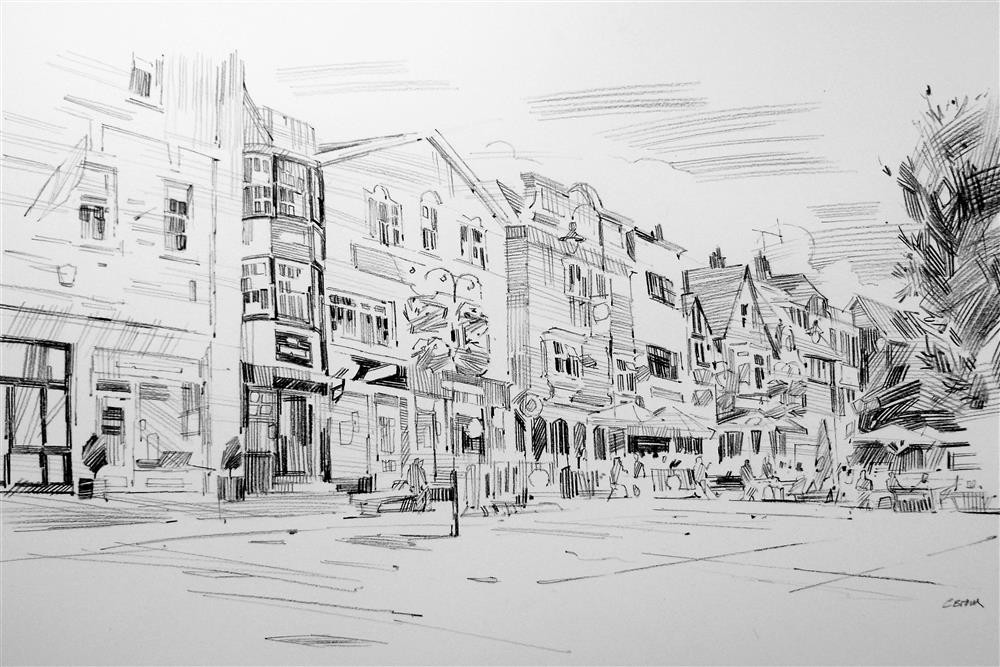 Colin Brown - 'Salisbury Market Square - Sketch' - Framed Limited Edition