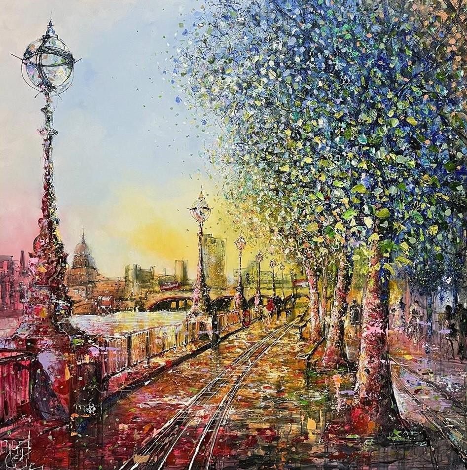 Nigel Cooke - 'Sunrise Over London - Deluxe Canvas' - Framed Original Artwork