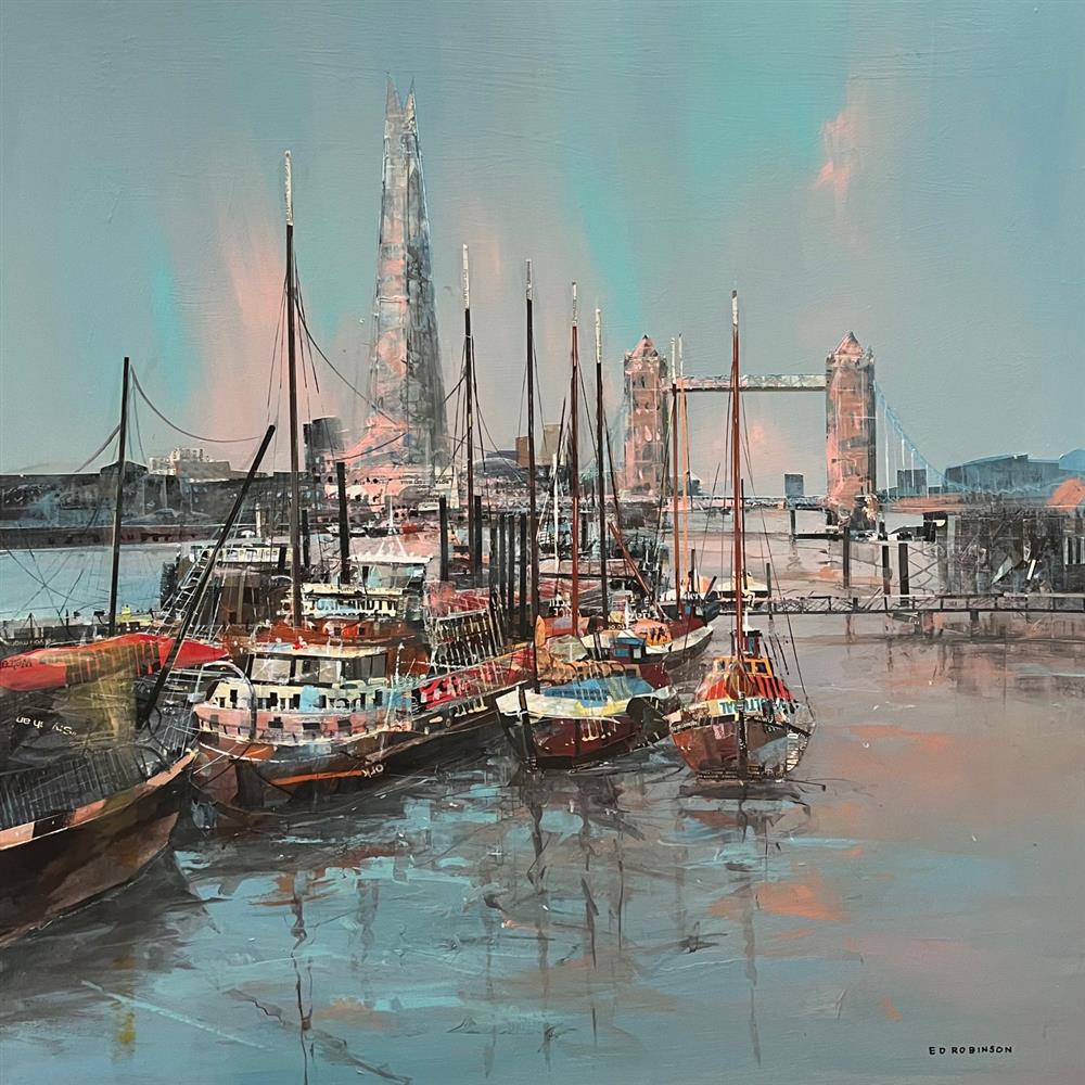 Ed Robinson - 'Thames Barges'  - Framed Original Artwork