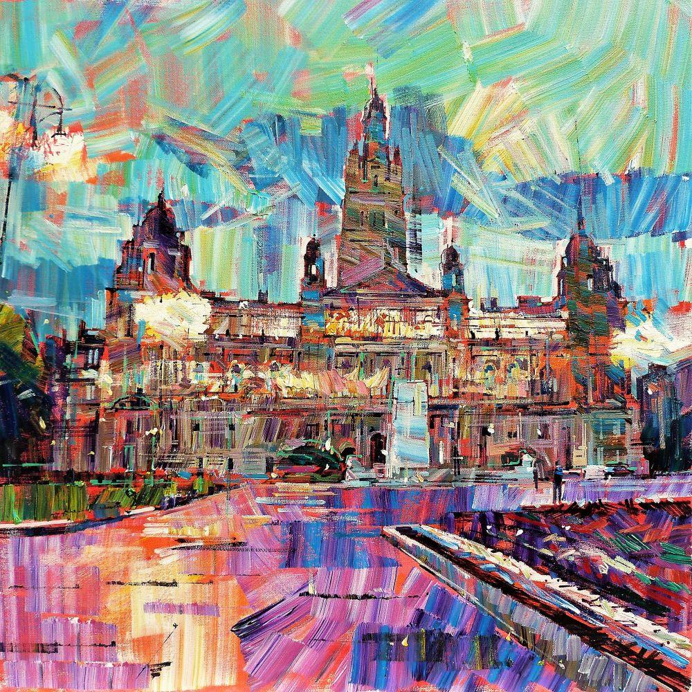 Colin Brown - 'Twilight City Chambers' - Framed Original Art