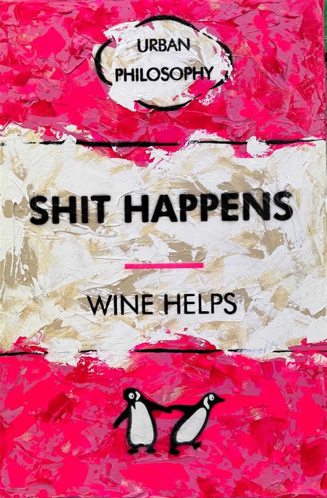 Hue Folk - 'Wine Helps' - Framed Original Art