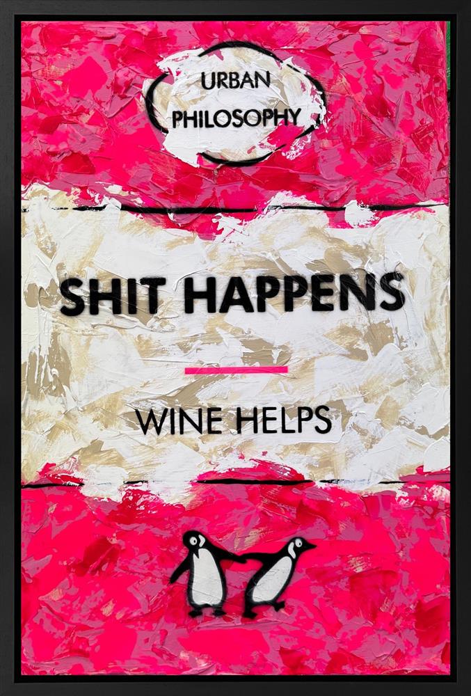 Hue Folk - 'Wine Helps' - Framed Original Art