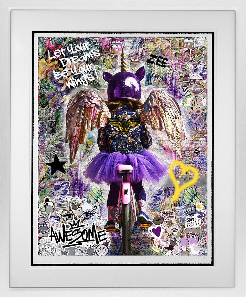 Zee - 'Let Your Dreams Be Your Wings' - Follow Your Dreams Collection - Framed Limited Edition Art