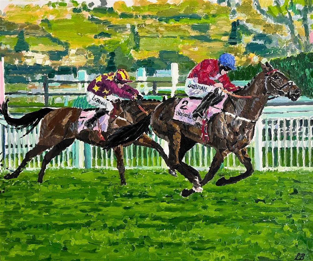 Leila Barton - 'Rachael Blackmore and a Plus Card Win the Cheltenham Gold Cup' - Framed Original Artwork