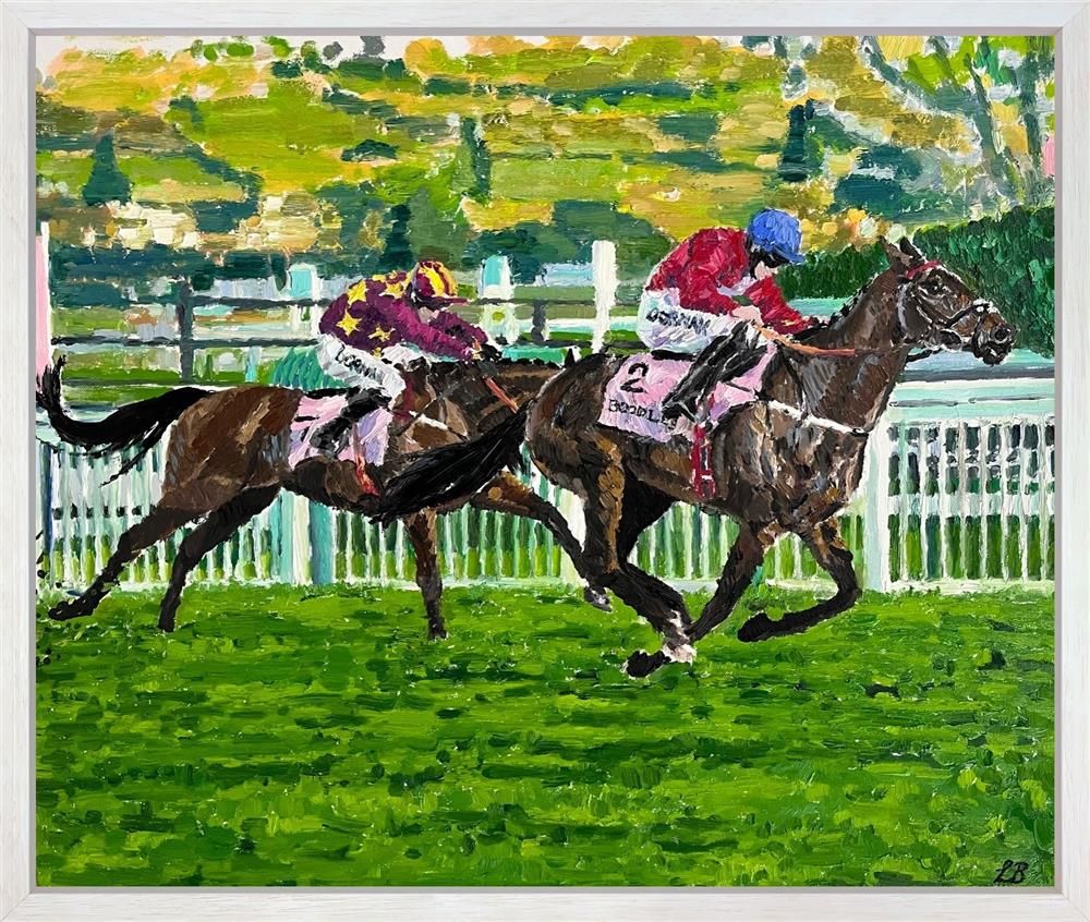 Leila Barton - 'Rachael Blackmore and a Plus Card Win the Cheltenham Gold Cup' - Framed Original Artwork