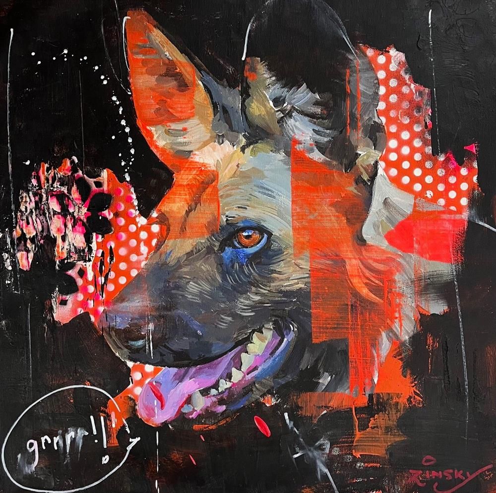 Zinsky - 'Wild Dog' - Framed Original Artwork