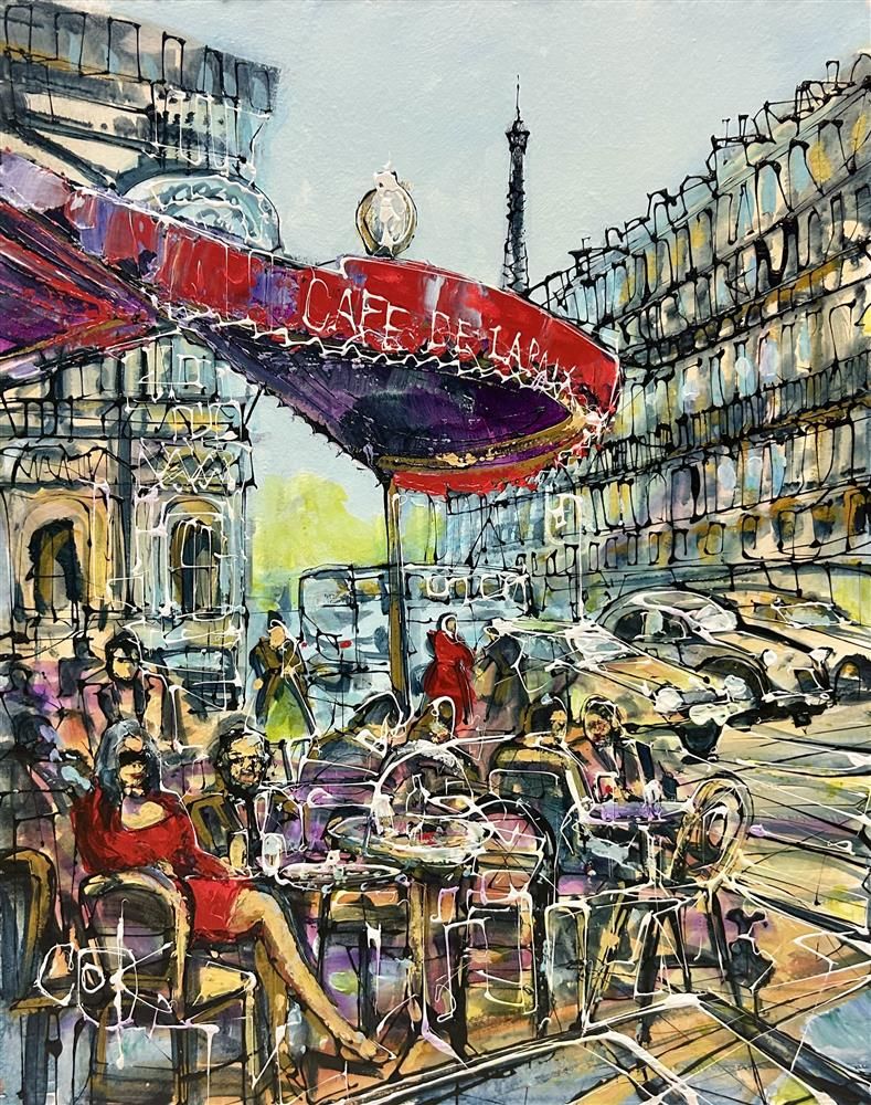 Nigel Cooke - 'Cafe de la Paix' - Framed Original Artwork