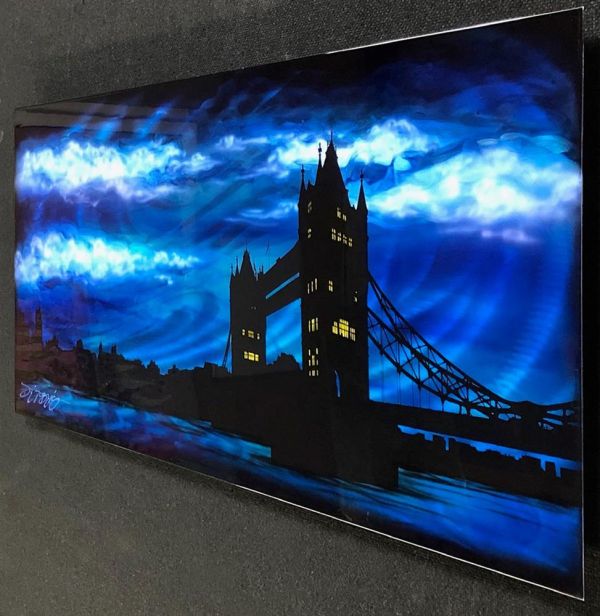 Chris DeRubeis - 'London Bridge Blue & Silver Tones ~1908394' - Framed Original Art