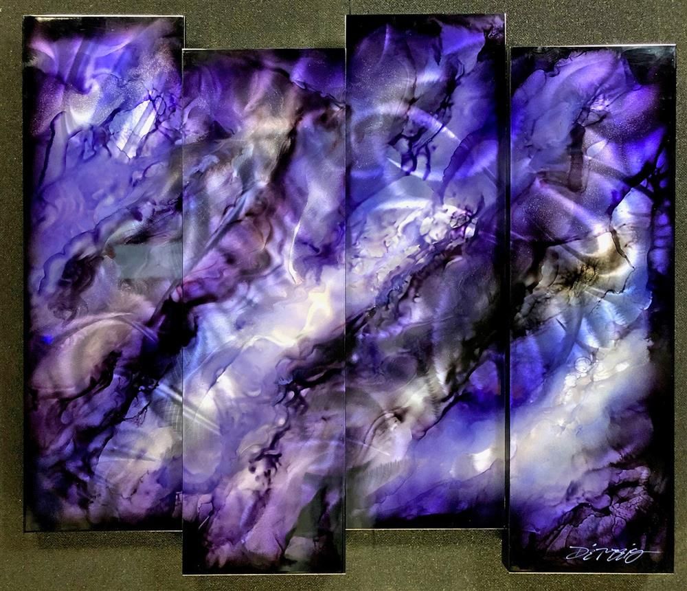 Chris DeRubeis - 'Purple 4 Panel Abstract~1705298' - Framed Original Art