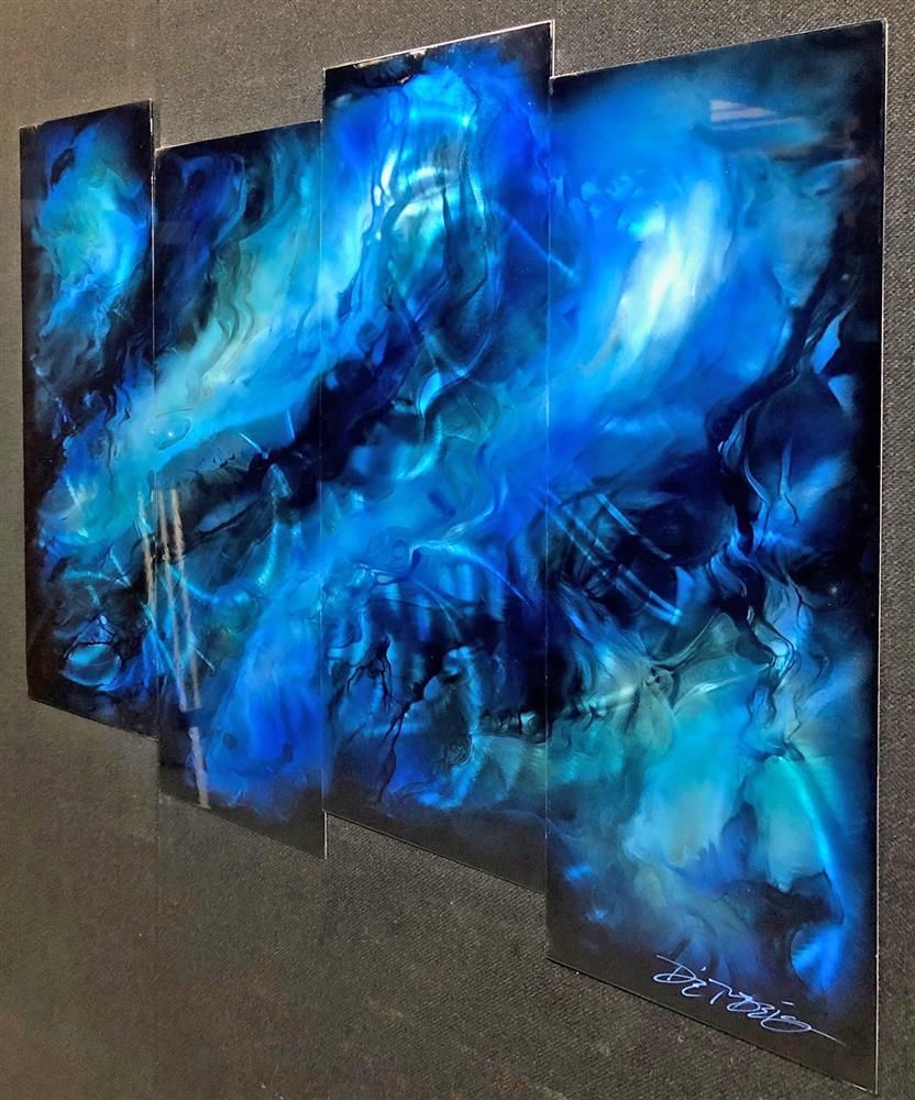 Chris DeRubeis - 'Blue 4 Panel Abstract~1705298' - Framed Original Art