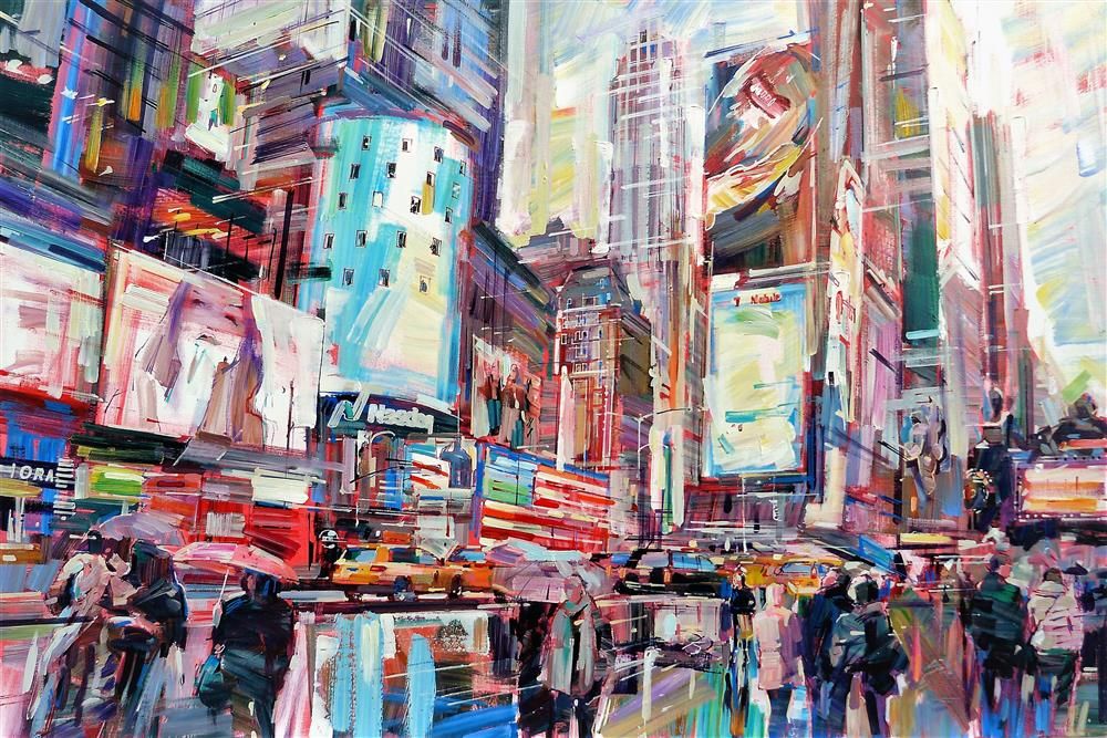 Colin Brown - ' Big City, Big Lights' - Framed Original Art